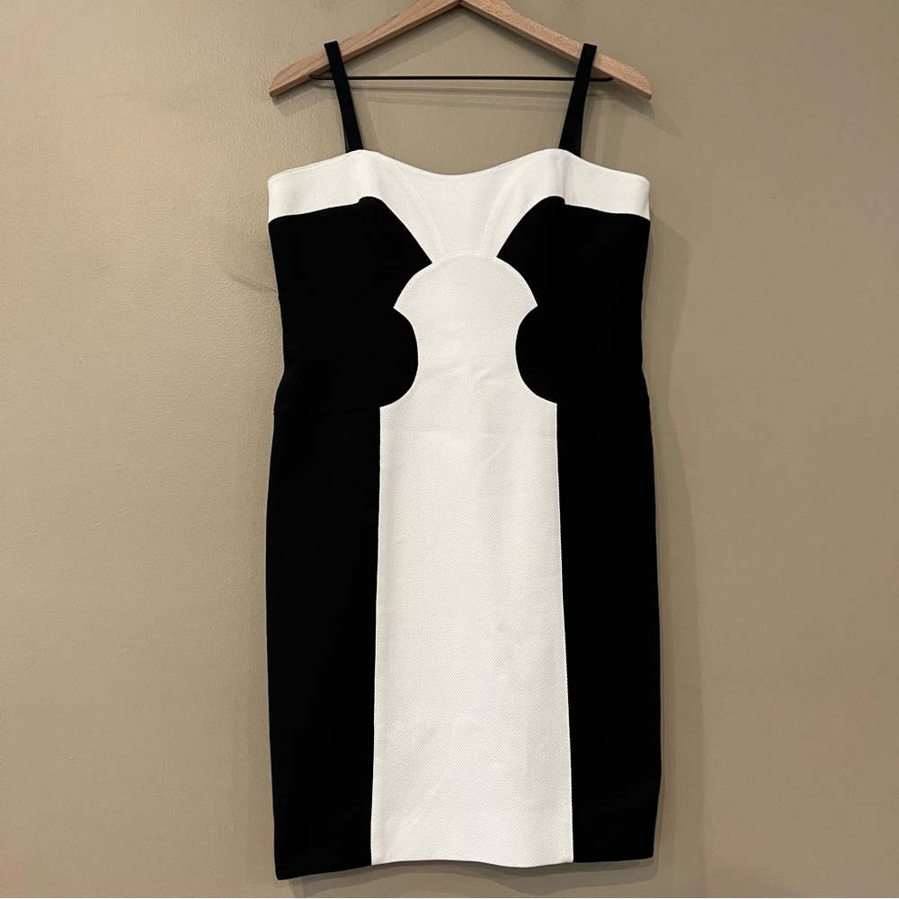 Escada Black and White Strapless Dress